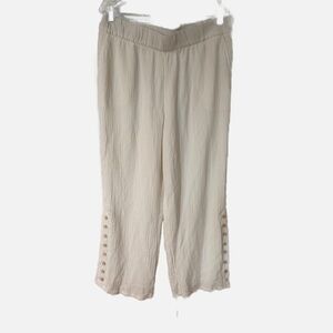 SOFT SURROUNDING WHITE  BUTTON UP SIDE HEM DETAIL PANTS PXL